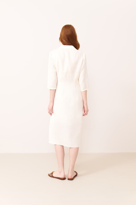 Kruvaze Midi Elbise Bej - Roman (1)