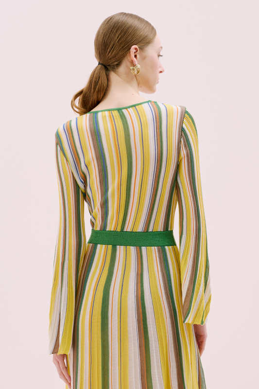 Kruvaze Midi Elbise Sarı - Multi - Roman (1)