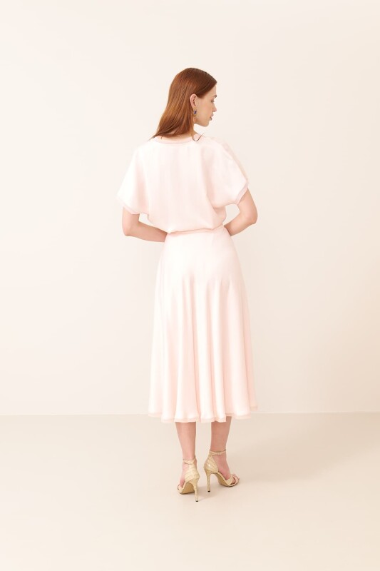 Double Breasted Satin Blouse Powder Colour - Roman (1)