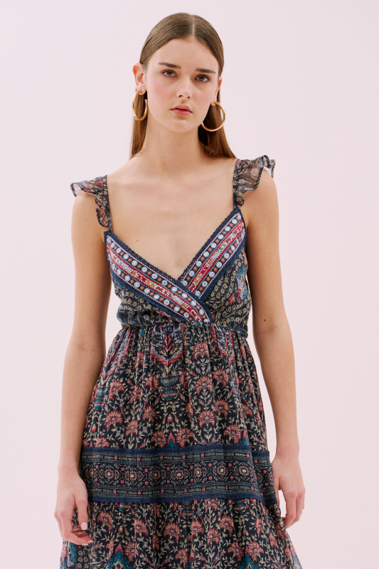 Kruvaze Sırt Dekolteli Midi Boy Elbise Standart Renk - 3