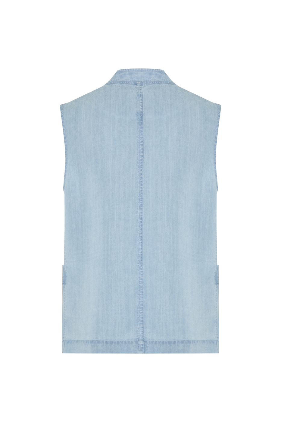 Kruvaze Yaka Denim Yelek Mavi - 6