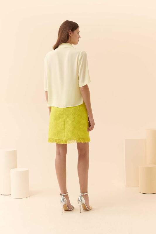Kuşak Detaylı Krep Kadın Gömlek Lime - Roman (1)