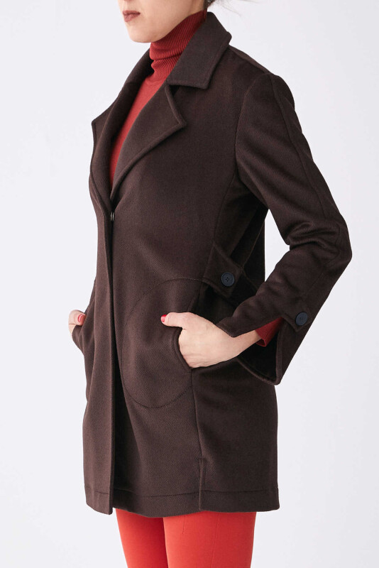Belted Pocket Coat Brown - 3
