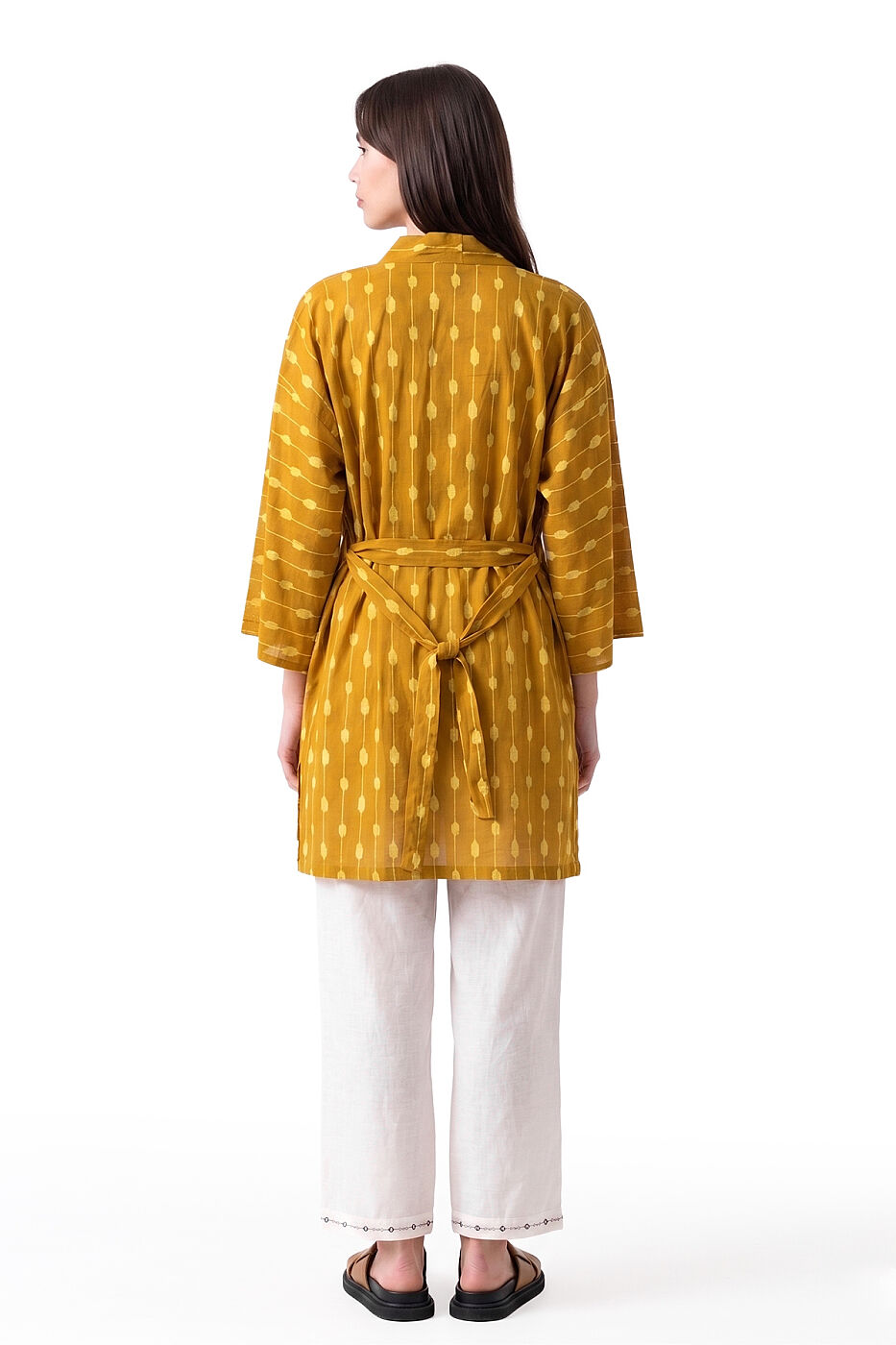 Kuşaklı Desenli Kimono Standart Renk - 2
