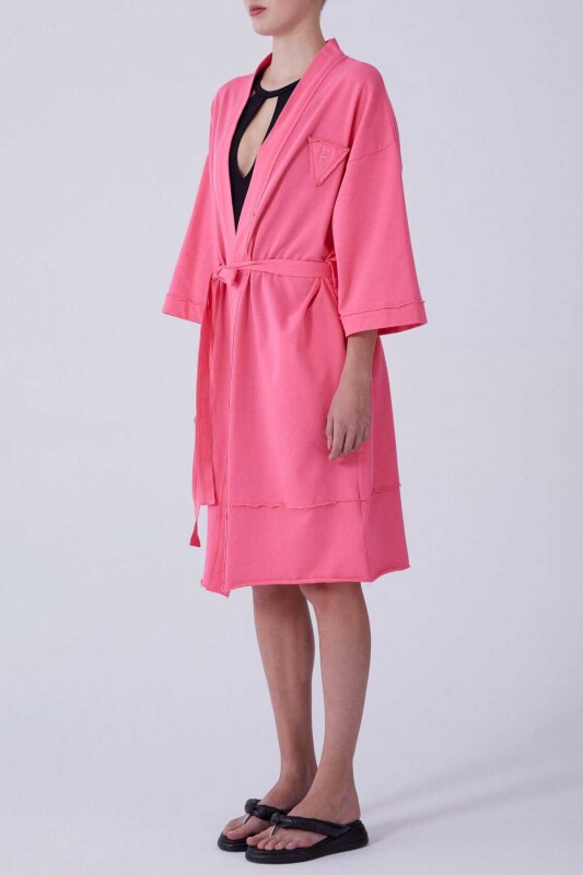 Kuşaklı Kadın Kimono Pembe - 4