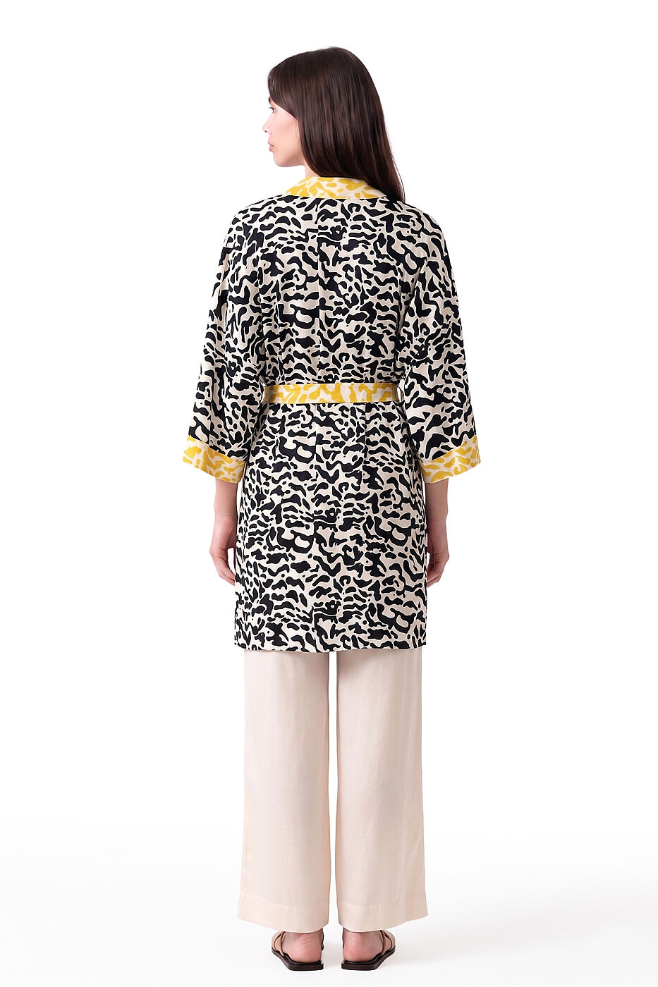 Kuşaklı Zebra Desenli Kimono Standart Renk - 2