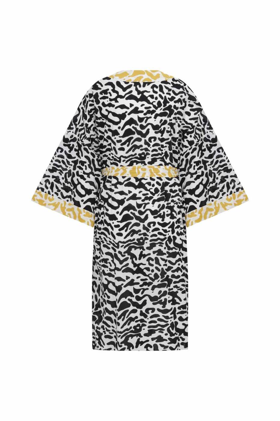 Kuşaklı Zebra Desenli Kimono Standart Renk - 4