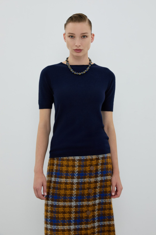 Lapis Lazuli Doğal Taş Burgu Zincir Kolye – Bronz Detaylı Lacivert - 3