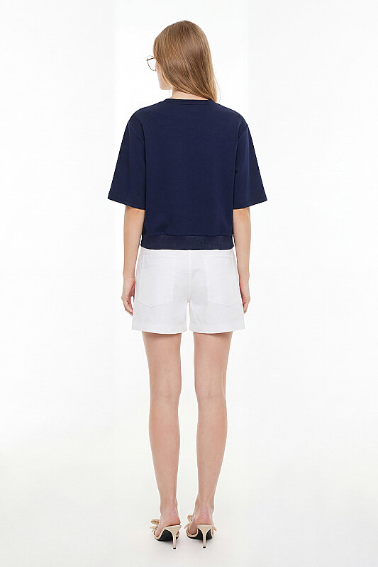 V Yaka Bluz Lacivert - Roman (1)