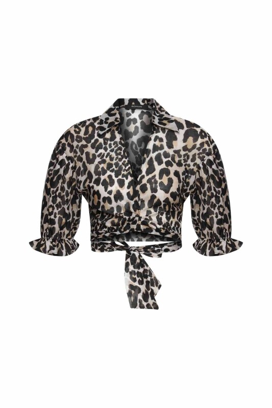 Leopar Desenli Kadın Gömlek Standart Renk - 4