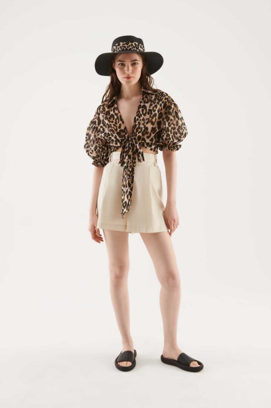 Leopar Desenli Kadın Gömlek Standart Renk - 3