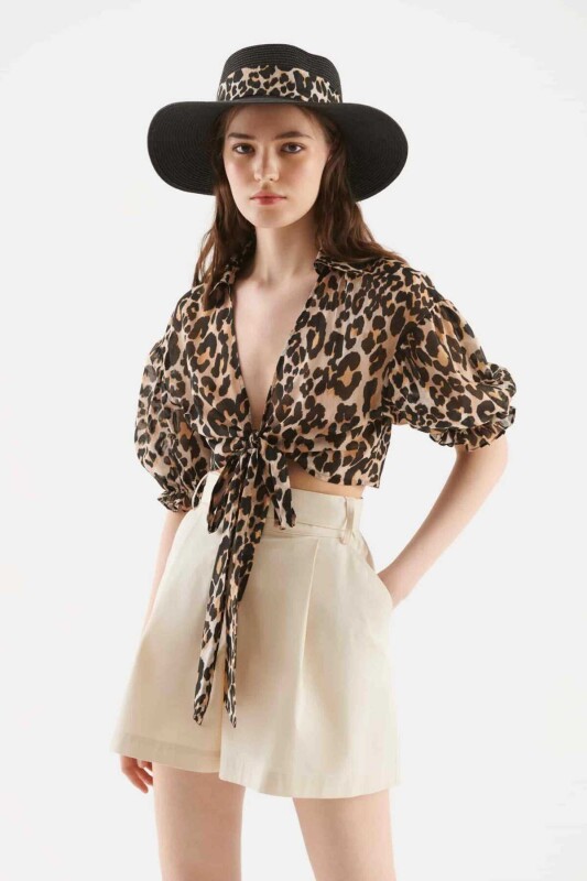 Leopar Desenli Kadın Gömlek Standart Renk - Roman