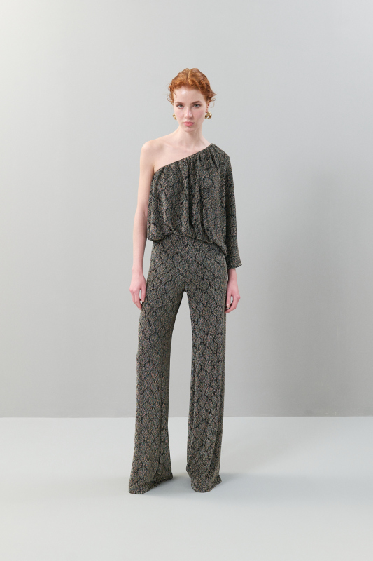 Lurex Örme Karışımlı Tek Omuz Bluz Standart Renk - 5