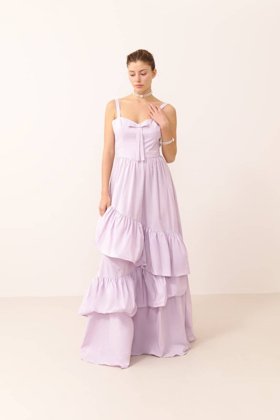 Maxi Length Taffeta Dress Lilac - 1