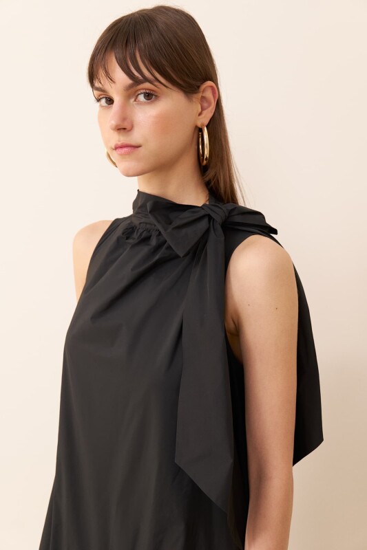 Maxi Length Taffeta Dress Black - 5