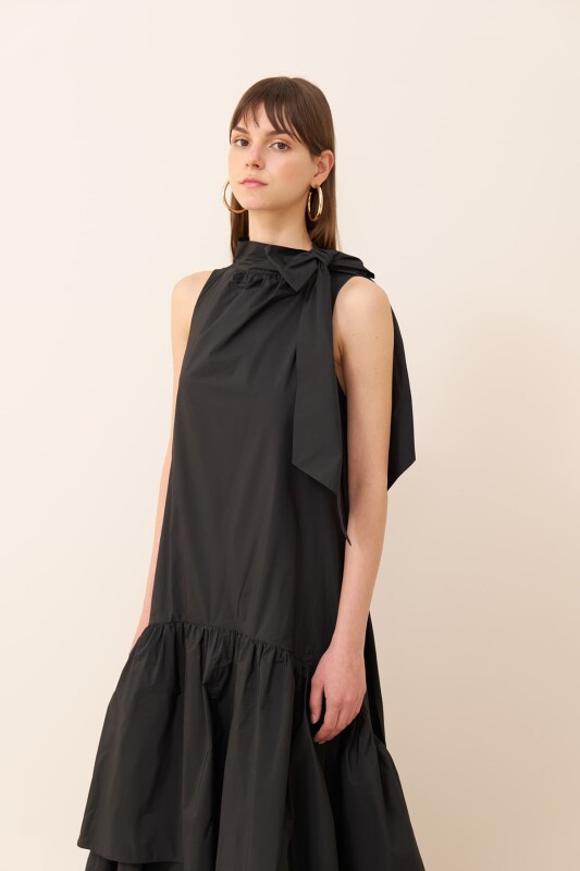 Maxi Length Taffeta Dress Black - 4