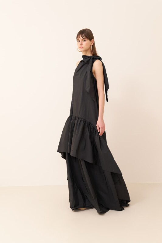 Maxi Length Taffeta Dress Black - 3