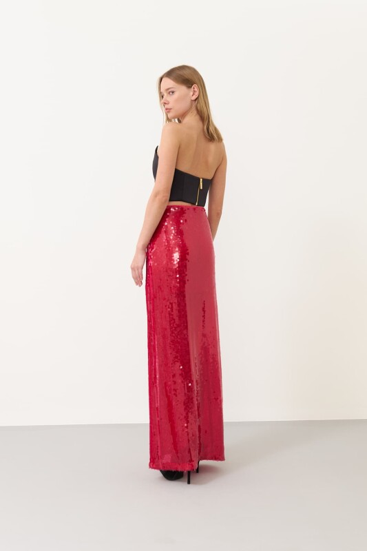 Maxı Boy Payet Etek Fuşya - Roman (1)