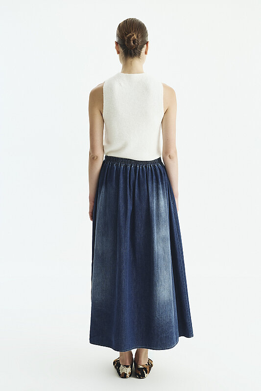 Maxi Denim Etek Lacivert - Roman (1)