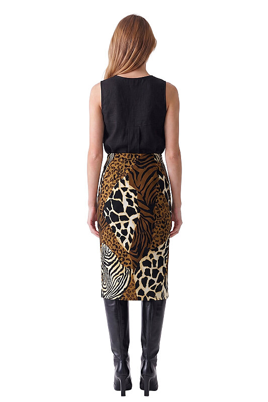 Leopar Desenli Etek Kahve - 2