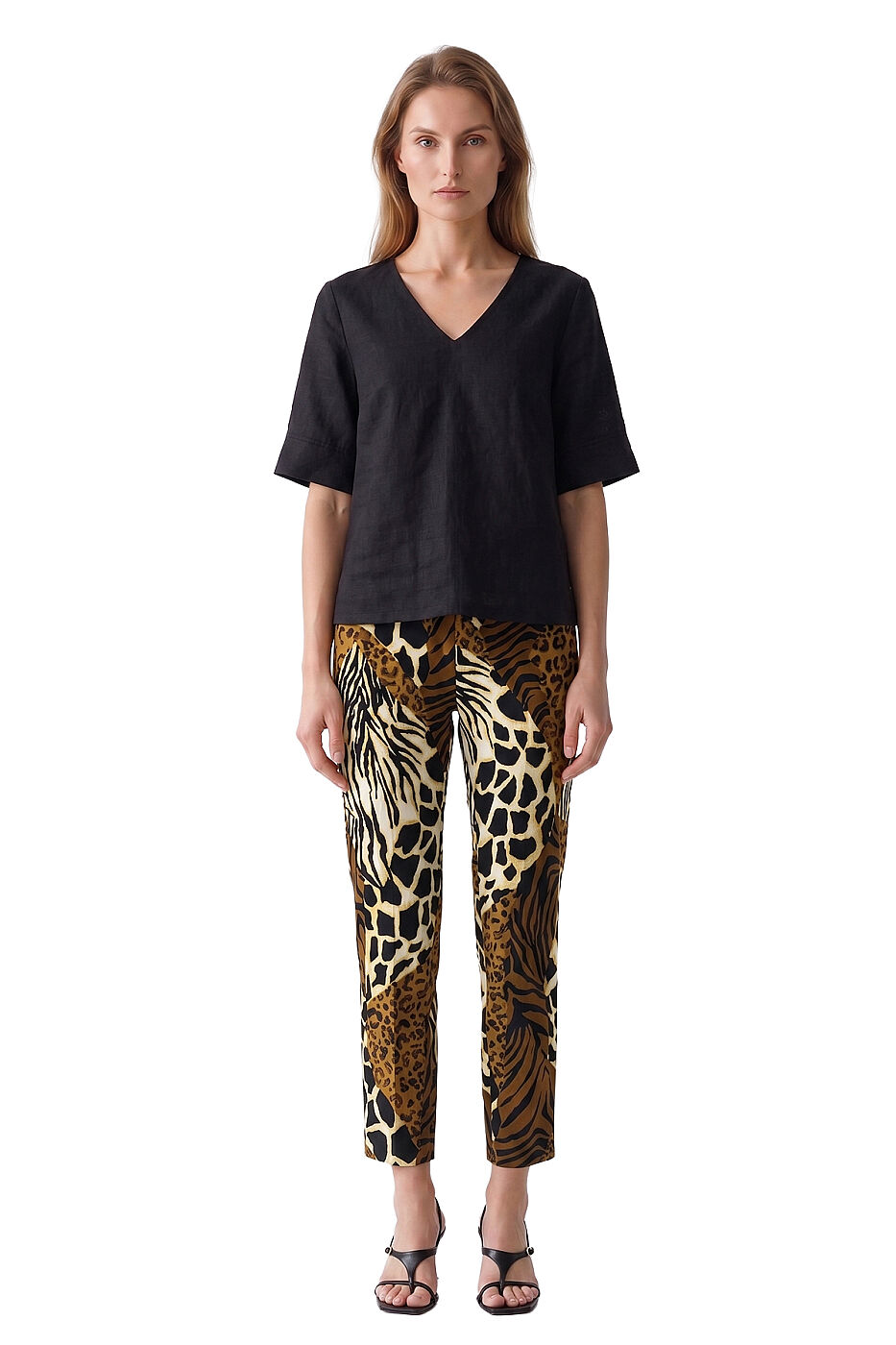 Leopar Desenli Pantolon Kahve - 1
