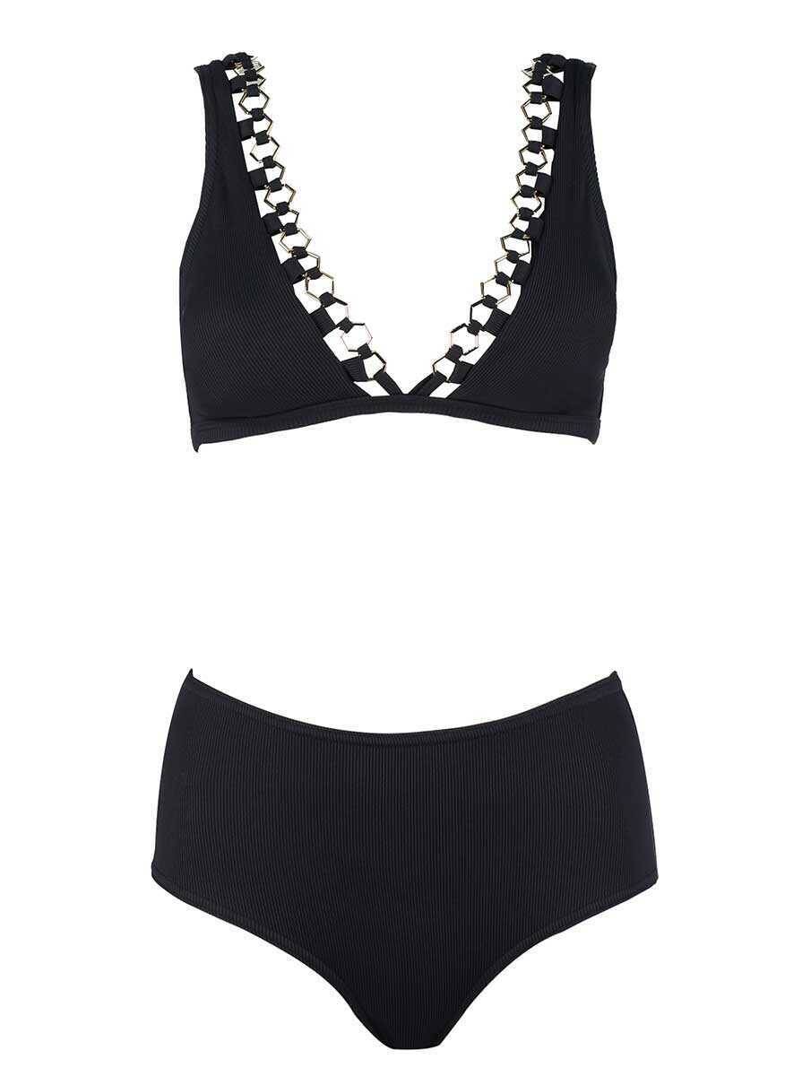 Metal Detaylı Bikini Siyah - 1