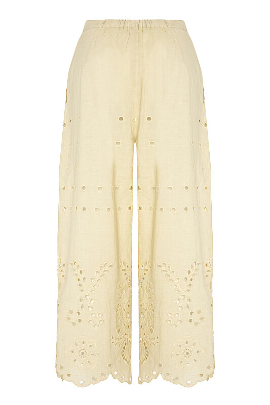 Nakış Detaylı Pantolon Naturel - 4