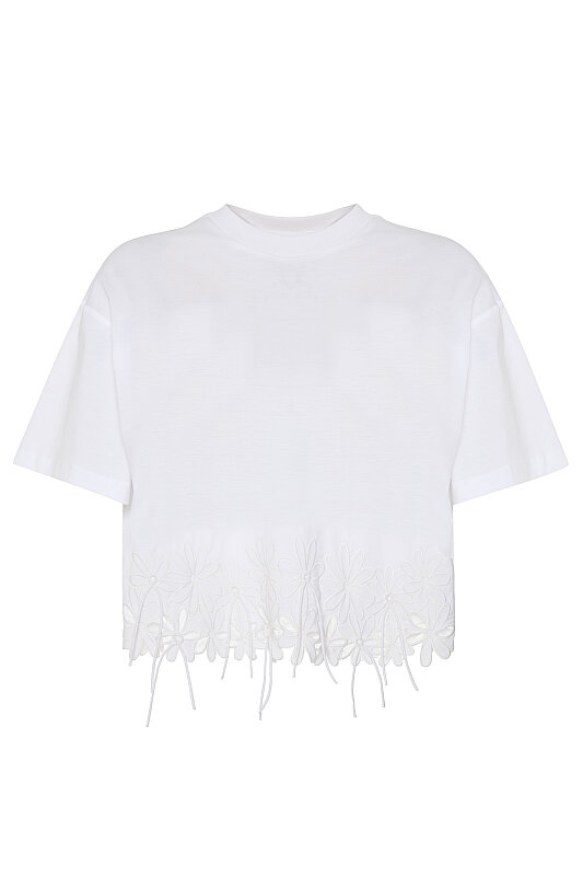 Nakış Detaylı T-Shirt Beyaz - 3