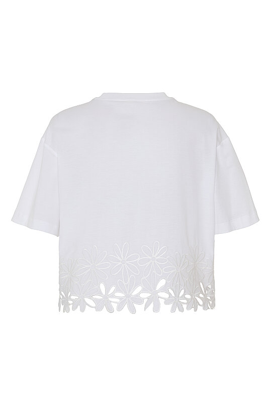 Nakış Detaylı T-Shirt Beyaz - 4