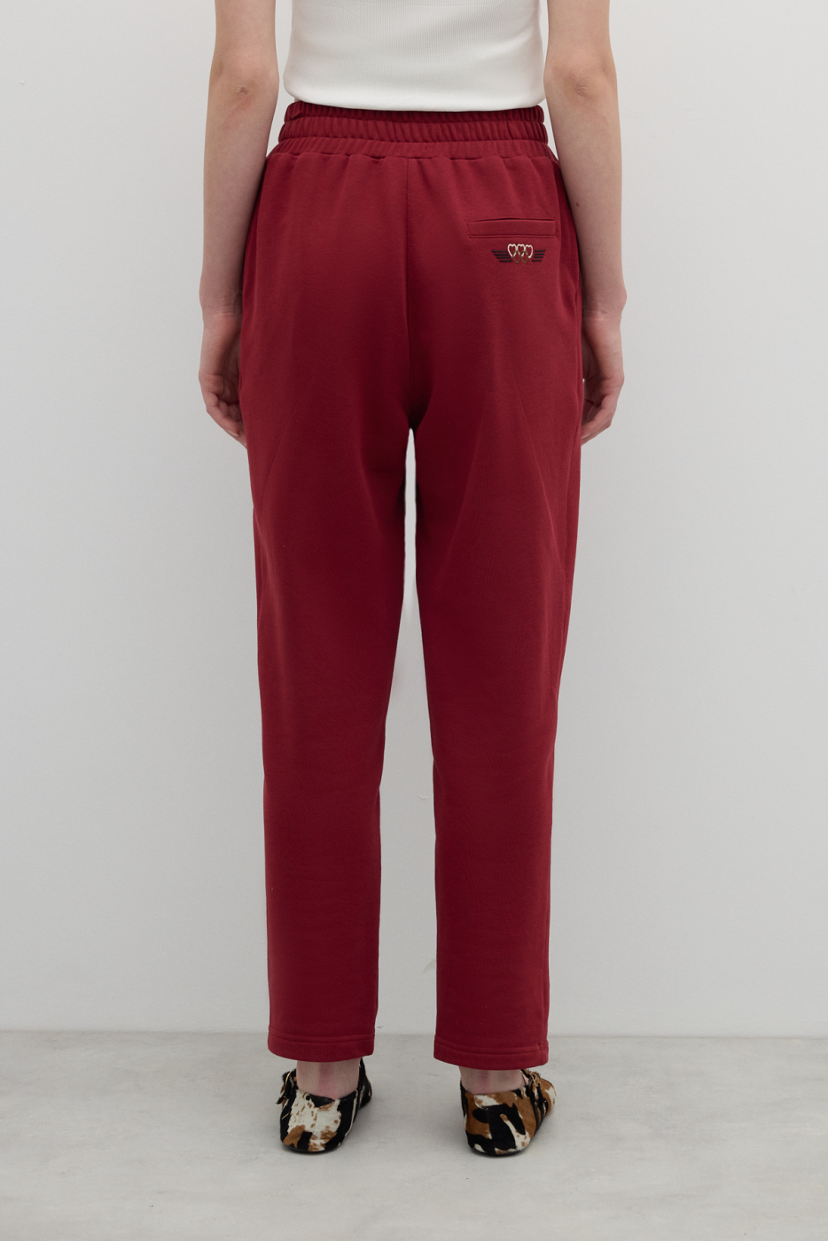 Nakış Detaylı Tek Pilili Havuç Paça Pantolon Bordo - 2