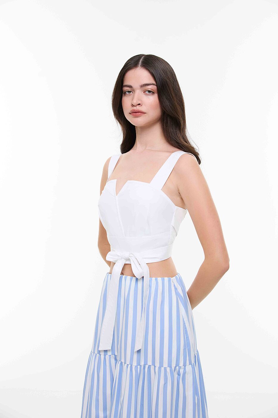 Nakış İşlemeli Poplin Etek Mavi - Beyaz - 4