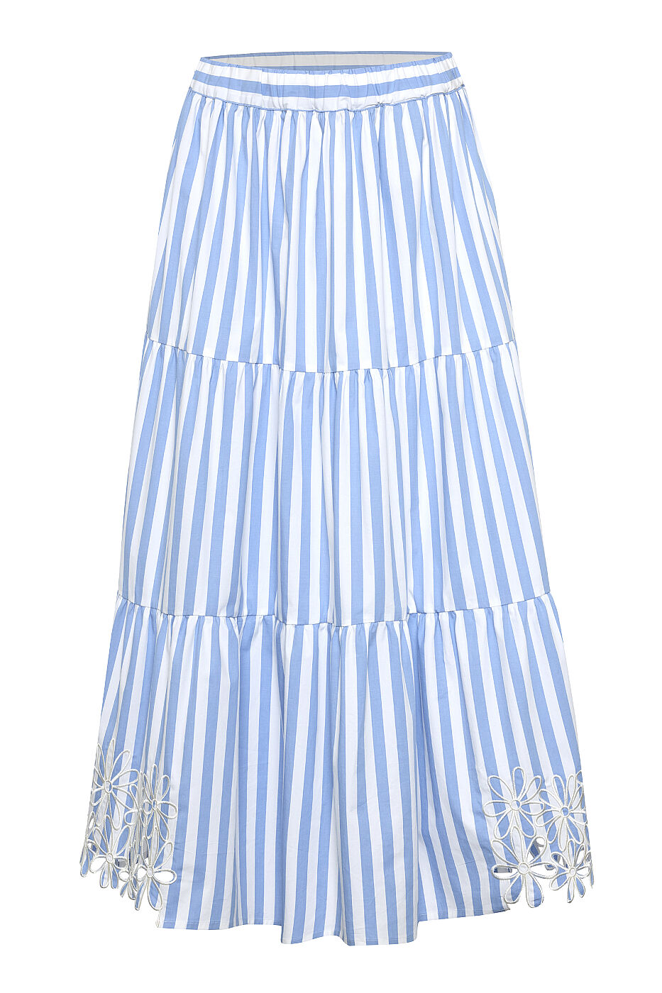 Nakış İşlemeli Poplin Etek Mavi - Beyaz - 6