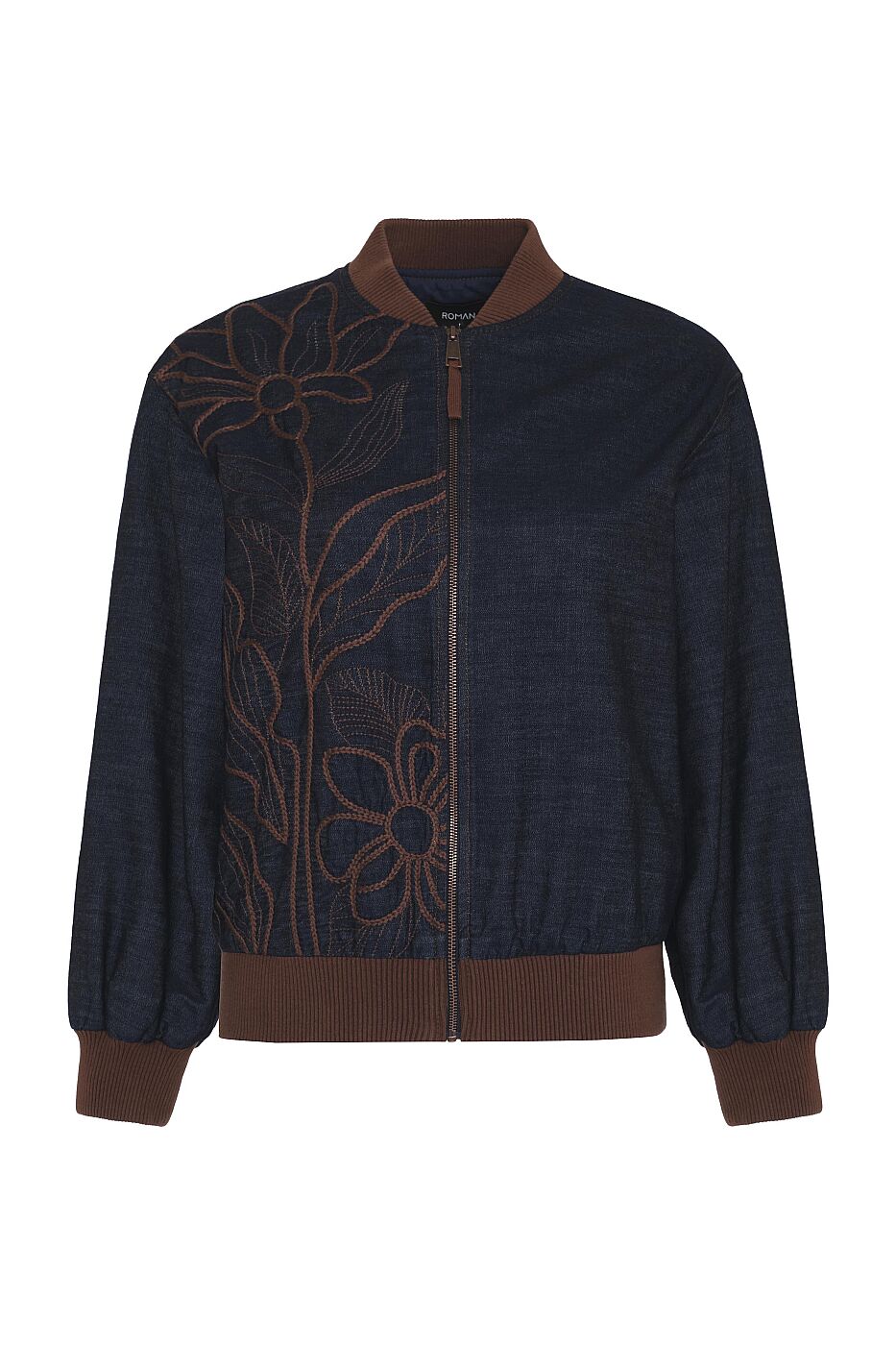 Nakışlı Bomber Denim Ceket Lacivert - 4