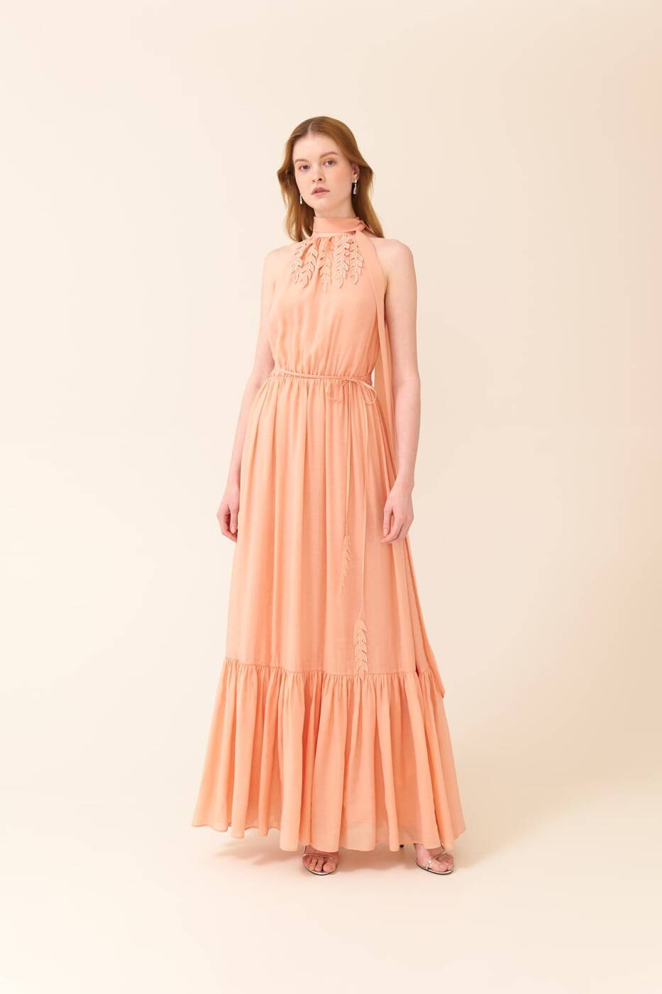 Embroidered Maxi Dress Salmon - 1