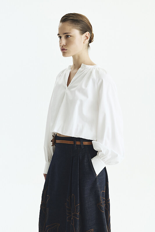 Nakışlı Pili Detaylı Denim Etek Lacivert - 4