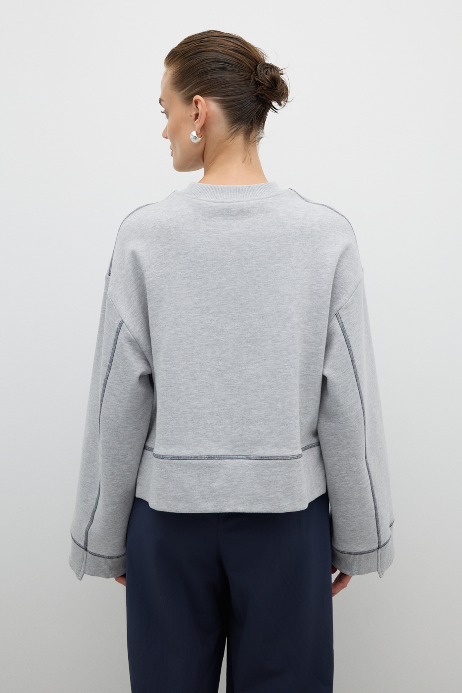 Nakışlı Sweatshirt Gri - 2