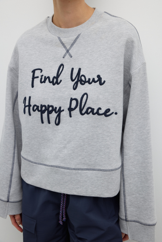 Nakışlı Sweatshirt Gri - 4