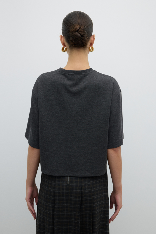 Nakışlı T-shirt Antrasit - 2