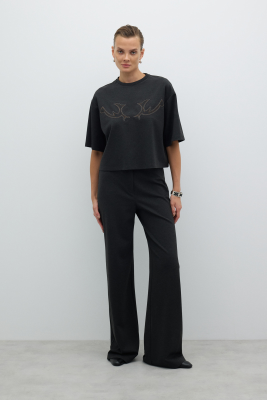 Nakışlı T-shirt K. Antrasit - 5