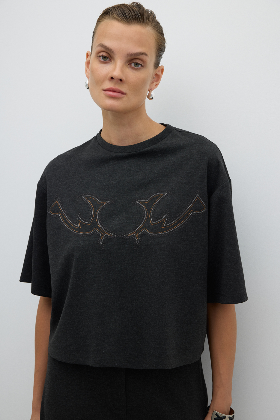 Nakışlı T-shirt K. Antrasit - 4