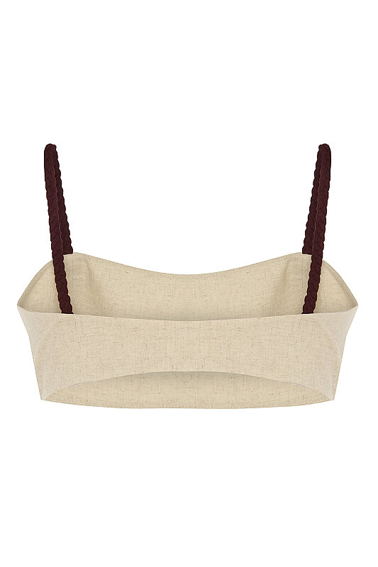 Kordon Askılı Keten Bustiyer Naturel - 5