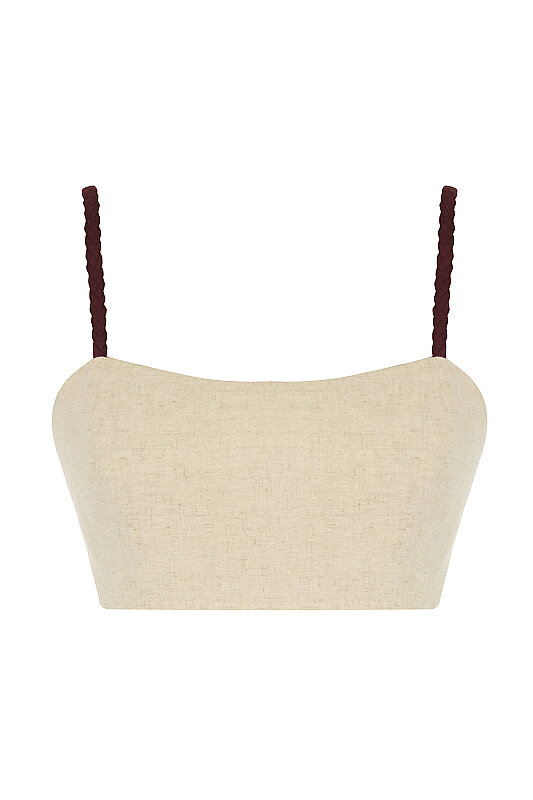 Kordon Askılı Keten Bustiyer Naturel - 6