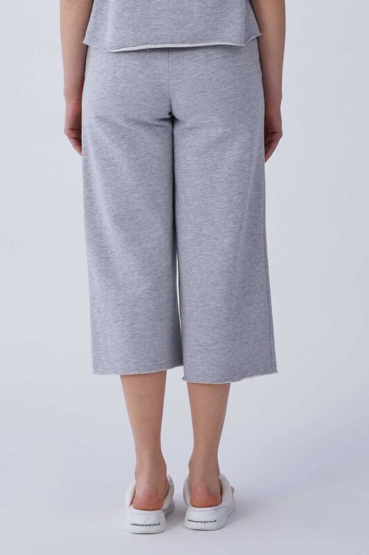 Nazar Boncuk İşlemeli Bermuda Eşofman Altı Gri - 2