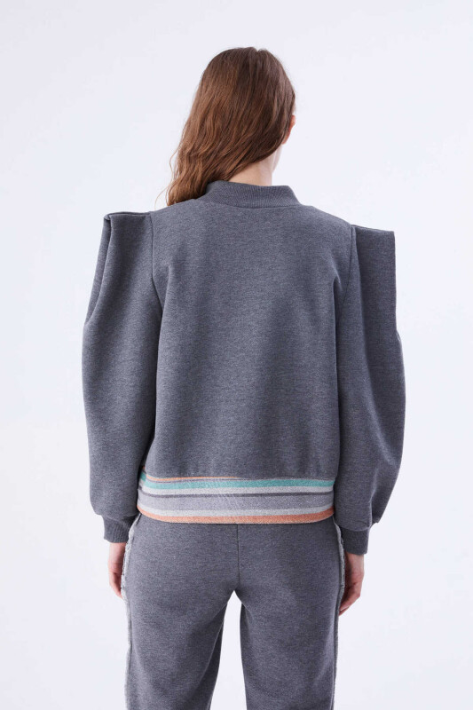  Omuz ve Bel Detaylı Kadın Sweatshirt Antrasit - Roman (1)