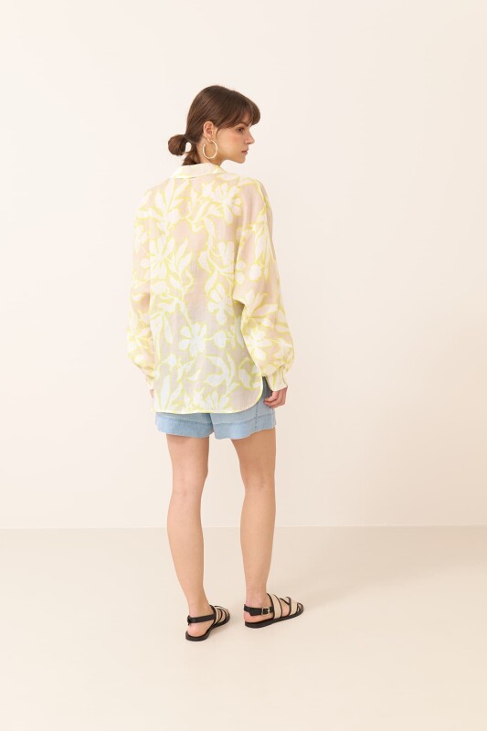 Önden Bağlamalı Keten Gömlek Standart Renk - 2