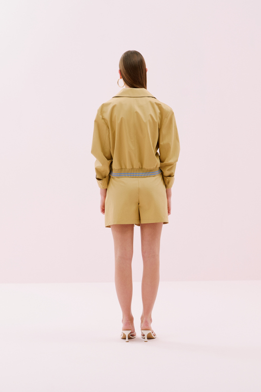 Önden Fermuarlı Tek Cepli Mont Bej - 2