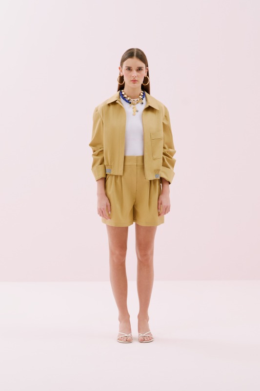 Önden Fermuarlı Tek Cepli Mont Bej - 3