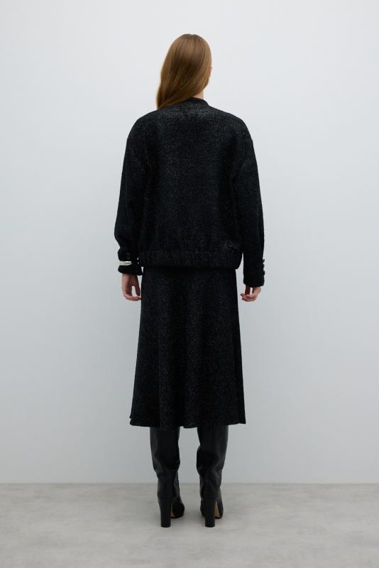 Önü Düğmeli Hakim Yaka Bomber Siyah - Roman (1)