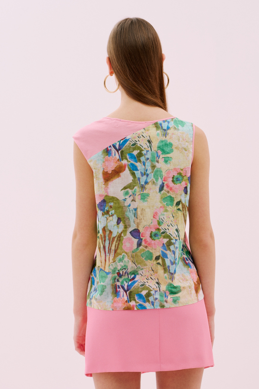 Önü Düz Arkası Desenli Kolsuz Bluz Standart Renk - 2