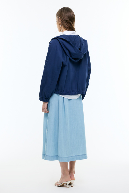 Önü Fermuarlarlı Kapüşonlu Mont Lacivert - Roman (1)